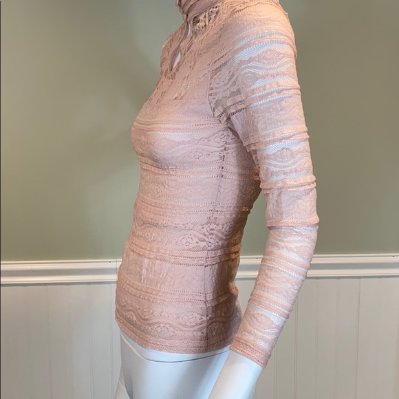 BeBe High Neck Keyhole Long Sleeve Lace Top - Picture 6 of 10